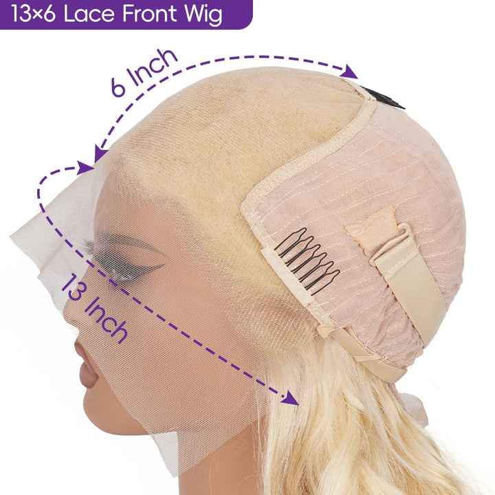 613 Blonde 13×6 Human Hair Body Wave Lace Front Wig – 26"